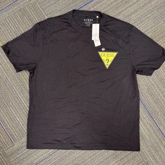 GUESS Mens Black Logo‎ Graphic T Shirt XL S/S Crew Neck Cotton Blend Casual Tee - Picture 2 of 8